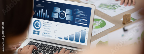 Bild auf Leinwand Business data dashboard provide business intelligence analytic for marketing str