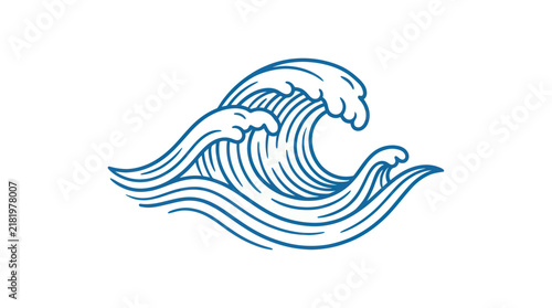 Stylized Ocean Wave Drawing with Dynamic Water Movement.
