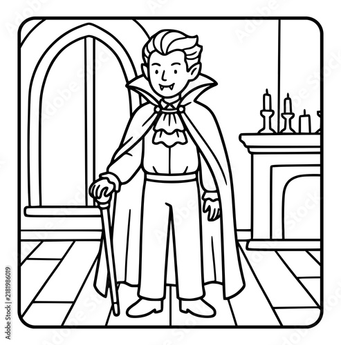Bild auf Leinwand Vampire in Castle Halloween Coloring Page