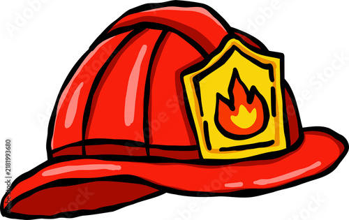 Handdrawn Illustration of a Red Firefighter Helmet
