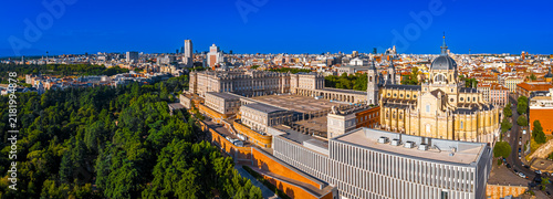 Almudena Cathedral and Royal Palace Architecture in Central Madrid Spain