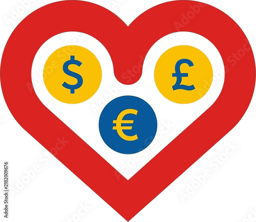 Photography A vibrant graphic illustration depicting major world currencies – dollar, euro,