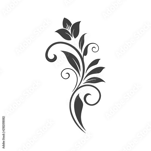 Minimalist Black Floral Vine Vector Ornament Design Element