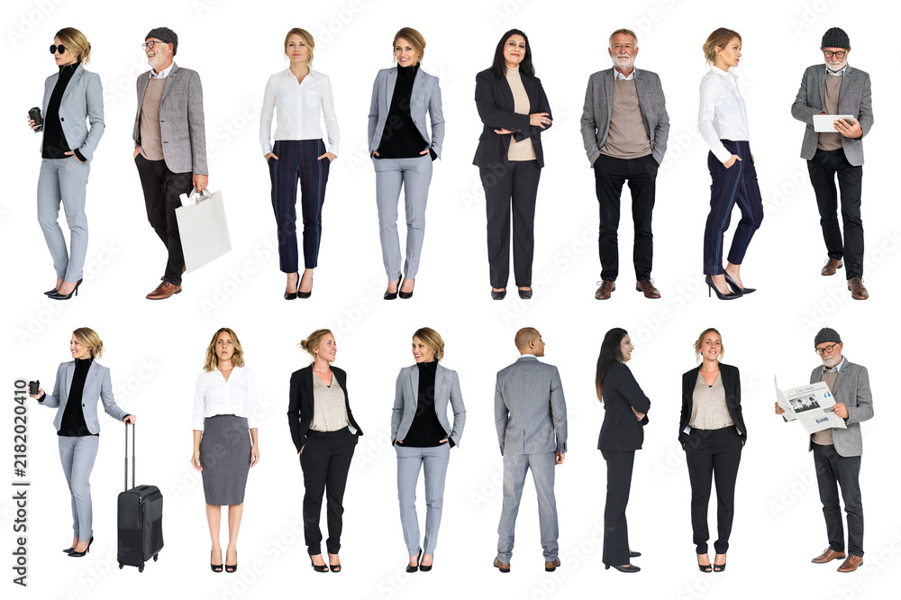 Obraz premium PNG Diverse professionals in business attire on transparent background