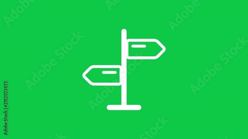 Signpost Direction Travel Navigation Location Map Guide Motion Graphic Icon On Green Screen