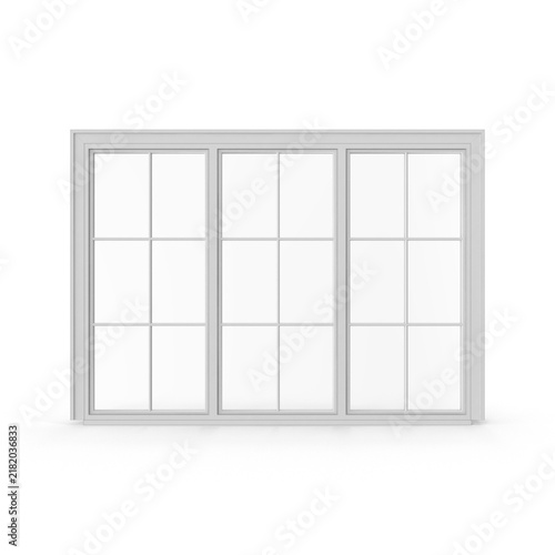 White Triple Panel Window with Divided Glass Panes