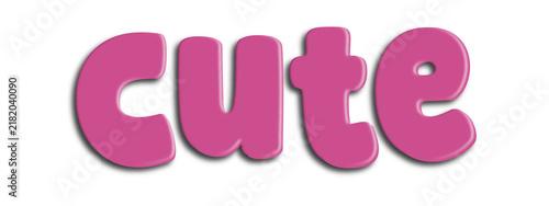 3d, Cute text on transparent background