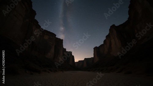 Star-Filled Canyon Sky Above a Silent Dry Gorge