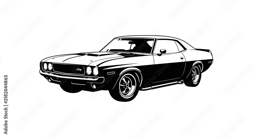 Fototapeta premium Classic american muscle car illustration with two tone design