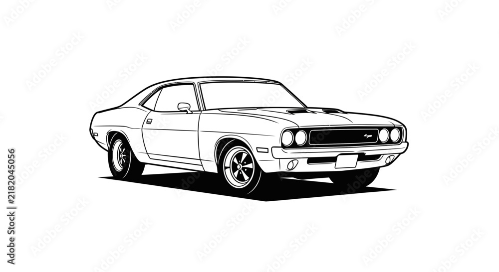 Obraz premium Classic american muscle car vector illustration isolated on white