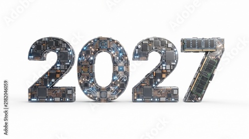 Obraz na płótnie 2027 New Year Futuristic Digital Technology Background