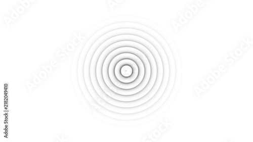 Concentric white circles with subtle shadows creating a sense of depth and ripple effect on a clean white background representing sound waves or expanding signals