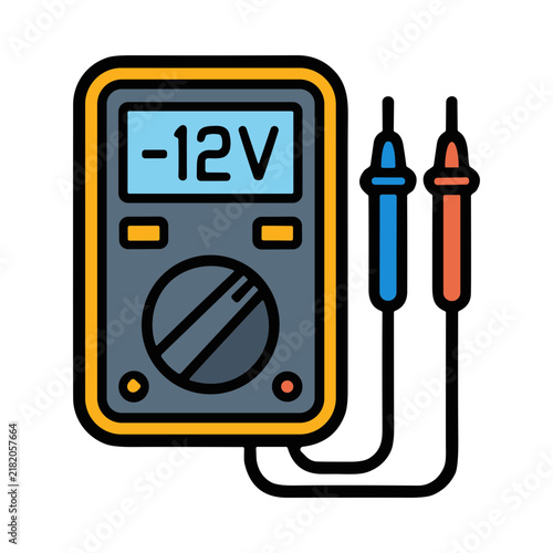 Digital Multimeter Measuring Electrical Voltage With Probes
