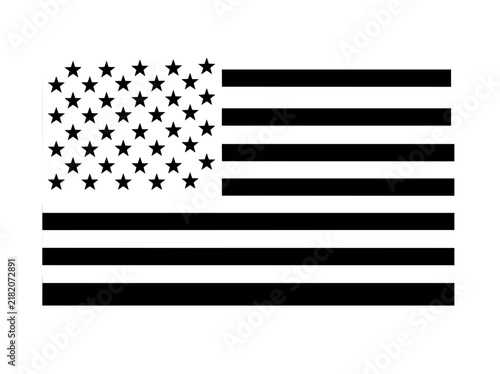 Minimalist American flag vector, black and white USA flag icon, patriotic United States symbol for national holidays and military themes