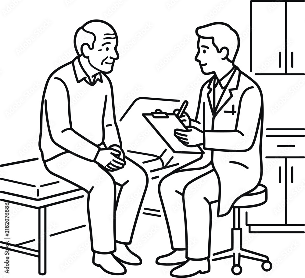 Fototapeta premium Doctor Consulting Senior Patient In Medical Office Healthcare Checkup