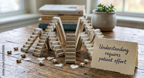 Intricate Wooden Miniature Stairs Arrangement on a Textured Surface