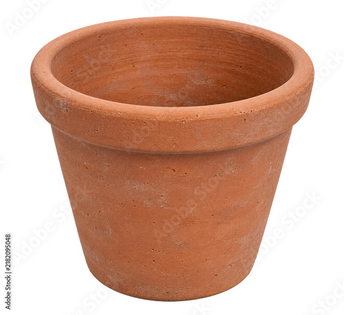 Empty terracotta plant pot isolated on transparent background