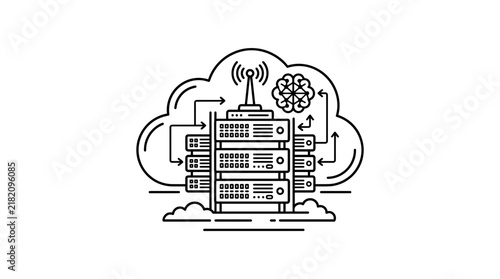 Fototapeta Cloud Server Infrastructure Vector Illustration