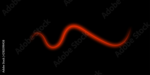 Abstract glowing orange neon wave line on black background luminous energy curve modern minimalist vector design for technology branding website banner digital art wallpaper presentation futuristic.