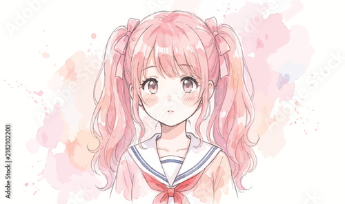 Soft Pastel Watercolor Manga Portrait