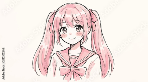 Cute Anime Girl Rough Sketch Icon
