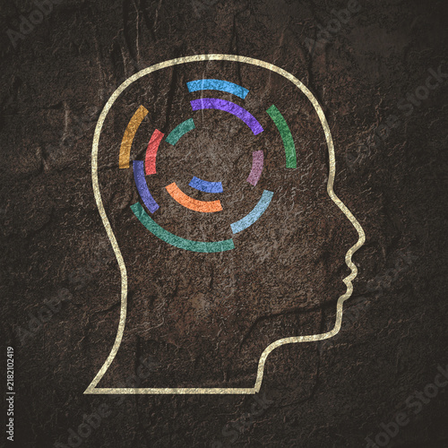 Konstfotografi Head silhouette with circular arc segments inside