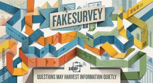 Fake Survey Concept with Deceptive Data Collection Illustration
