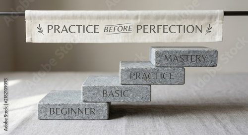 Obraz w ramie Granite Steps Illustrating the Path From Beginner to Mastery Through Practice
