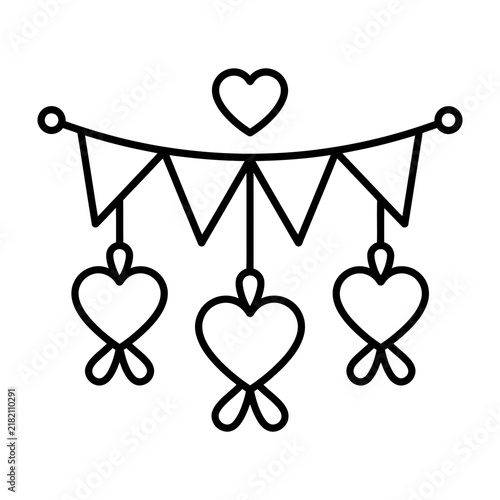 Bild auf Leinwand heart shaped bunting with hanging hearts love symbol