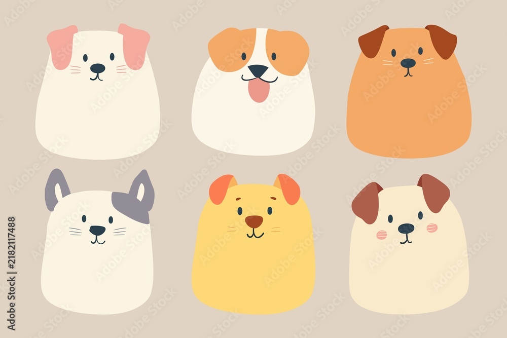Fototapeta premium Cute dog sticky notes illustration set