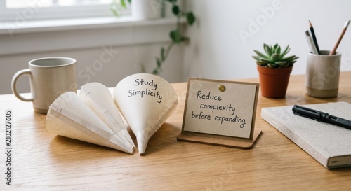 Study Simplicity With Paper Funnels and Motivational Desk Notes