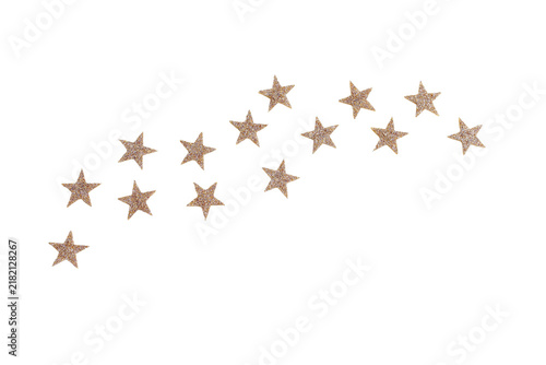 Gold stars isolated png on transparent background cutout object, Christmas decor design.