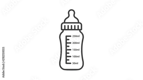 Baby bottle vector graphic design featuring clear measurement markings for milk and formula shown in a simple clean style