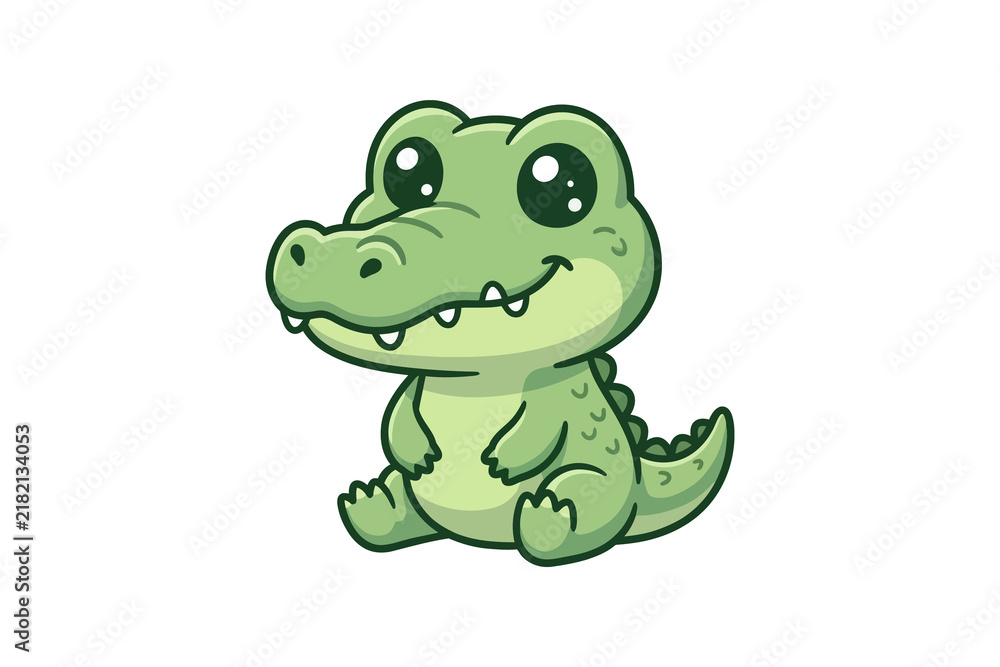Obraz premium Cute Baby Crocodile Cartoon Vector Illustration