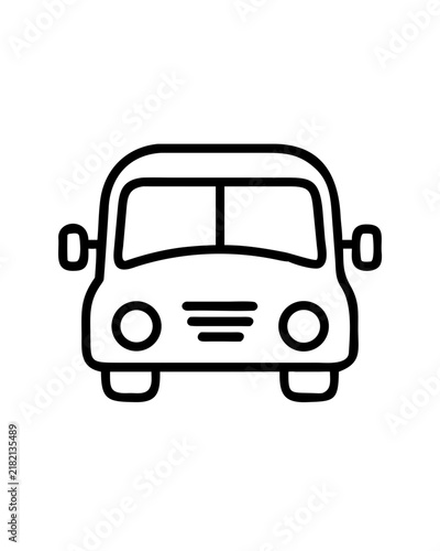 Simple school bus icon, front view vector illustration of a transport vehicle.