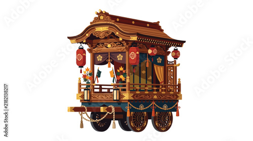 Detailed ornate Japanese festival chariot dashi float