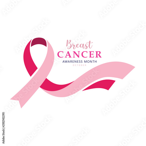 Breast cancer awareness month vector logo, ribbon