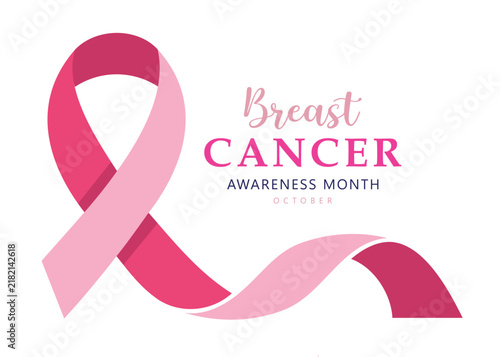 Breast cancer awareness month october vector design with pink ribbon