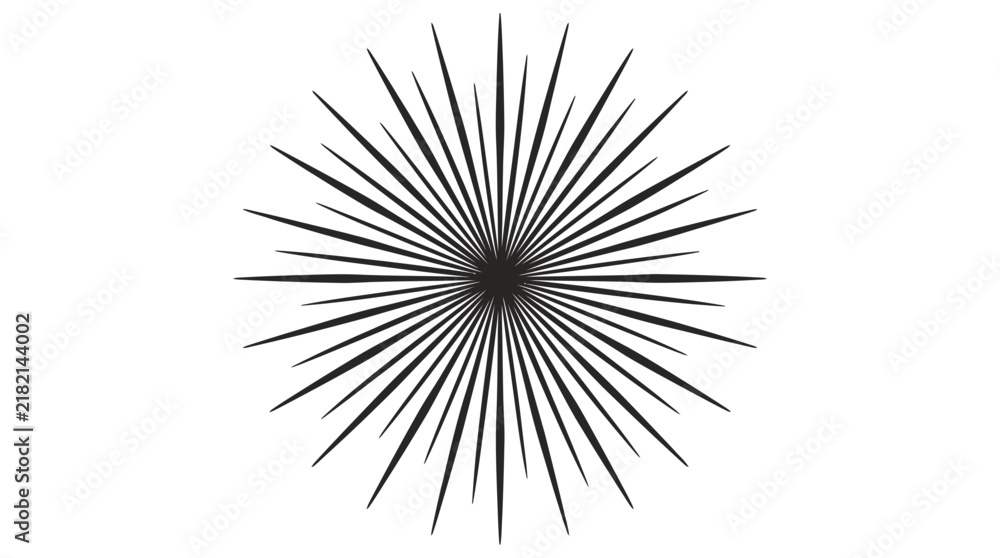 Fototapeta premium Abstract black sunburst vector graphic design featuring sharp radiating lines for modern creative projects