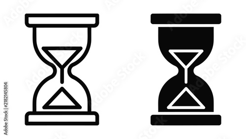 Outline and solid hourglass icons representing time duration and countdown illustration