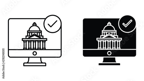 Foto Computer screen showing government building vector graphic
