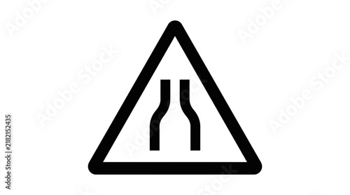 Road Narrows Traffic Sign Vector Icon