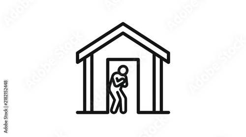 Person in Doorway Outline Icon