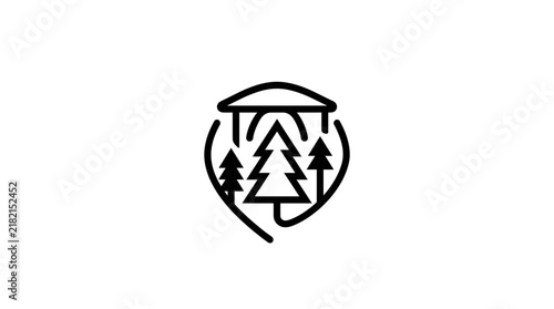 Pine Forest Location Pin Icon