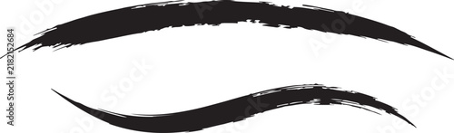 Black ink brush strokes isolated on a white background representing artistic movement and expressive design elements