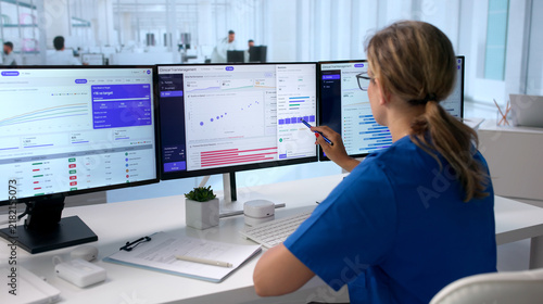 Foto Woman Tracking Clinical Trial Patient Enrollment Progress