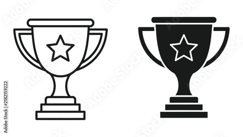 Winner trophy cup with star icon set isolated on transparent background vector