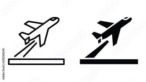 Airplane taking off from runway vector illustration isolated on white background