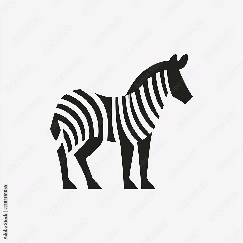 Fototapeta premium transparent zebra flat vector icon geometric silhouette