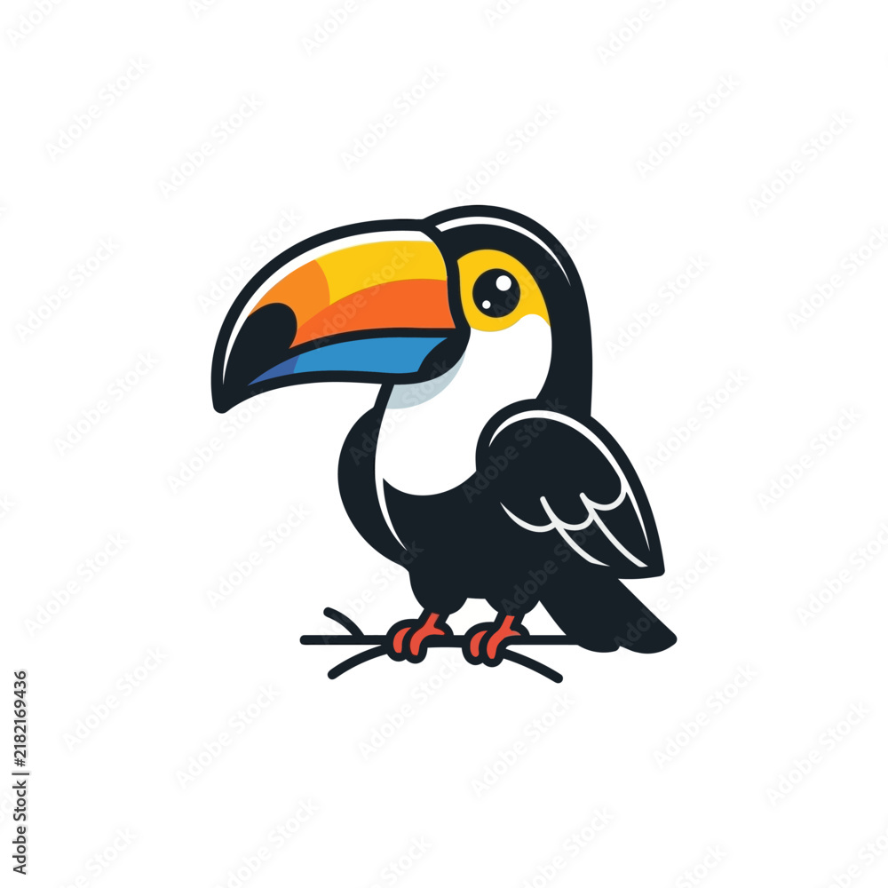Fototapeta premium Cute cartoon toucan bird illustration.
